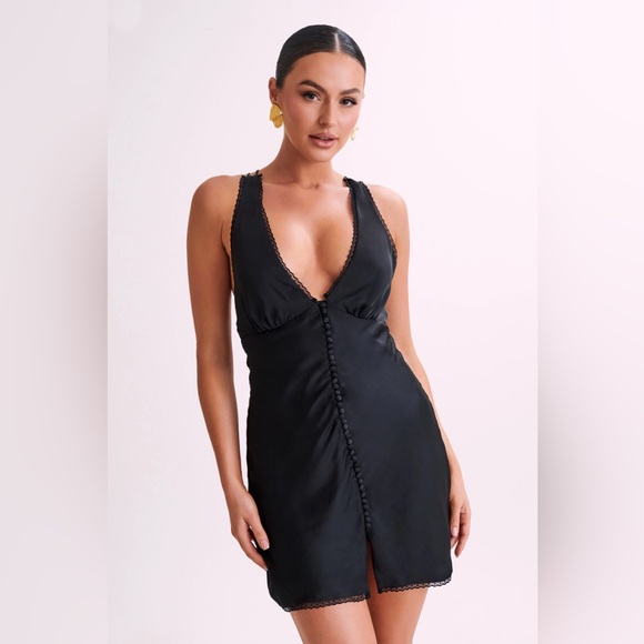 AMIRI
Satin Mini Dress With Lace - Black *NEW NEVER WORN* - Picture 1 of 4